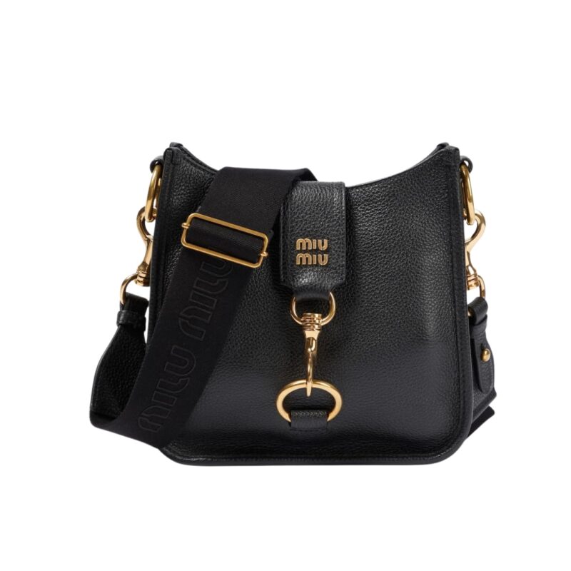Miu Miu Carabiner Detail Shoulder Bag Black 21Cm