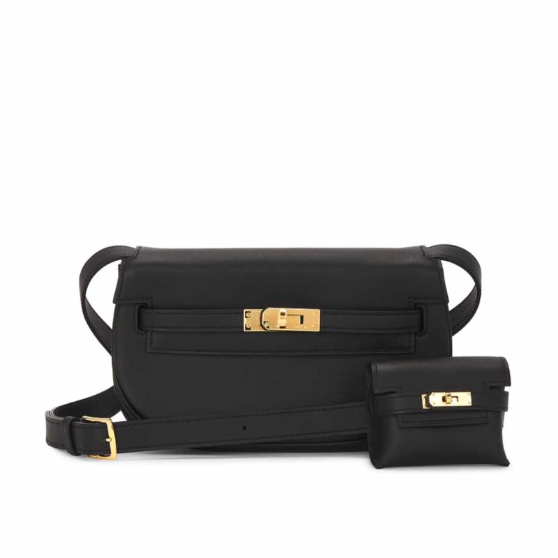Hermes Kelly Moove Swift Gold Hardware Black 17Cm