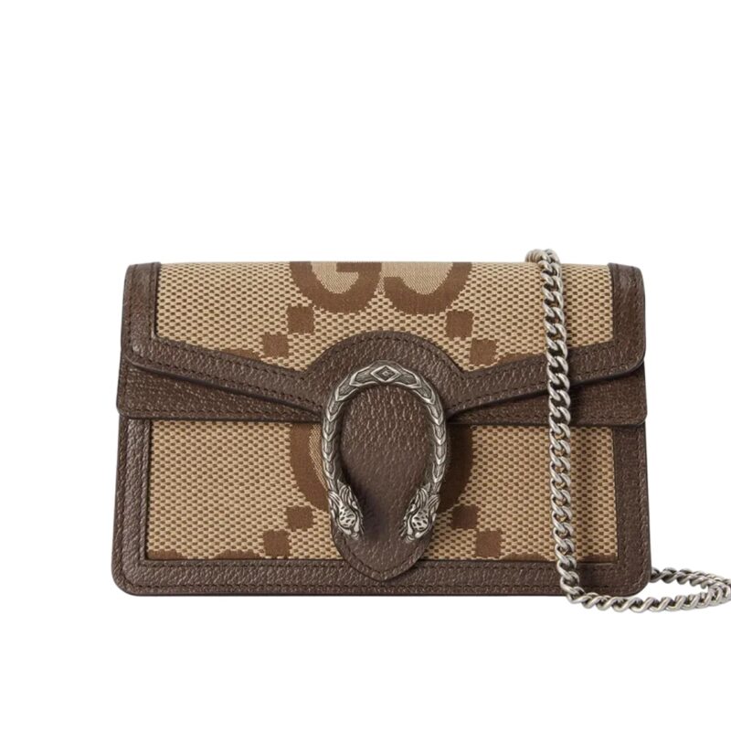 Gucci Dionysus Bag Jumbo Gg Canvas Super Mini Brown 28Cm