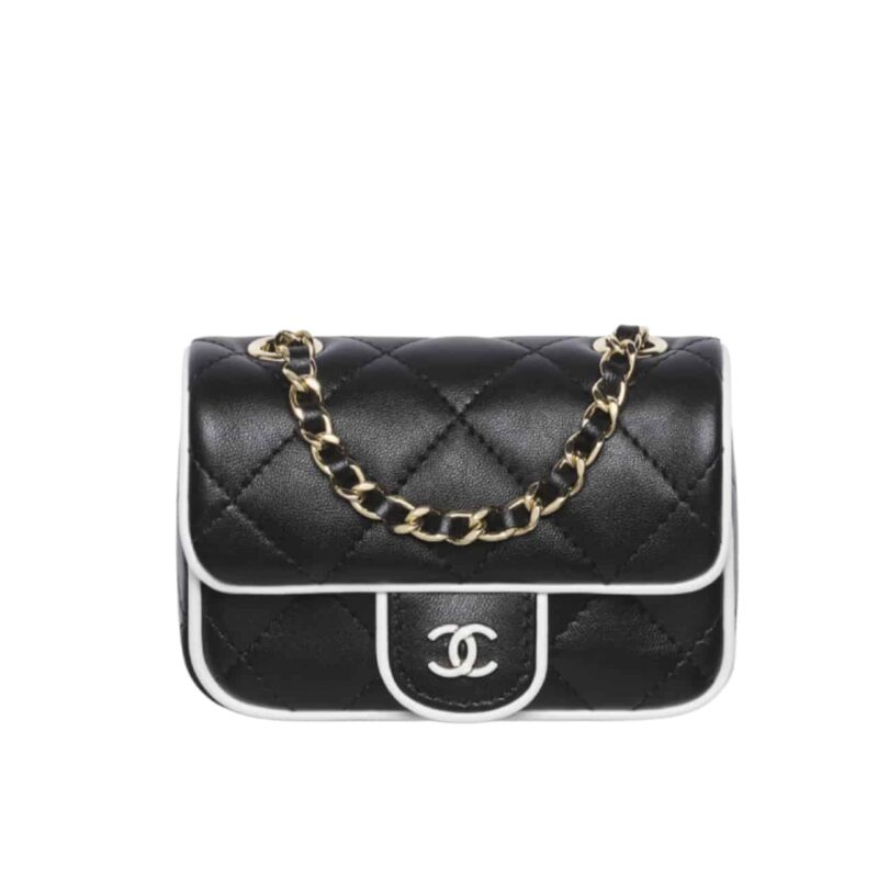 Chanel Clutch With Chain Black And White 18Cm Ap4512 B19460 Nafjo