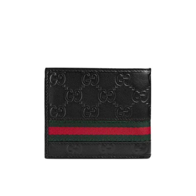 Gucci Guccissima Web Bifold Wallet Black 11Cm