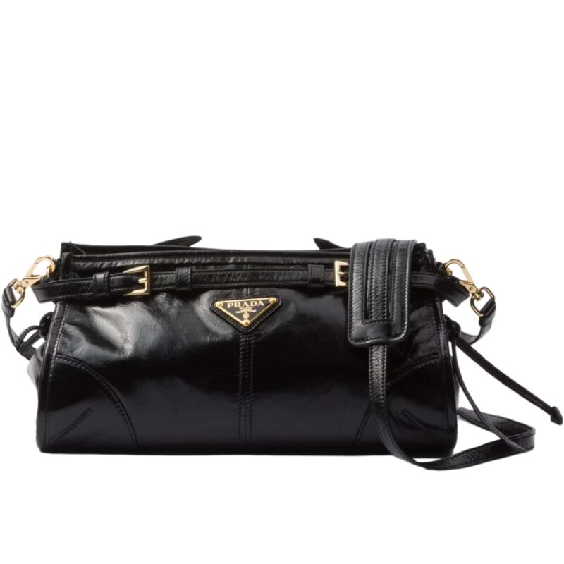 Prada Small Leather Shoulder Bag Black 26Cm 1Bh215 2Cyr F0002 V Ooo