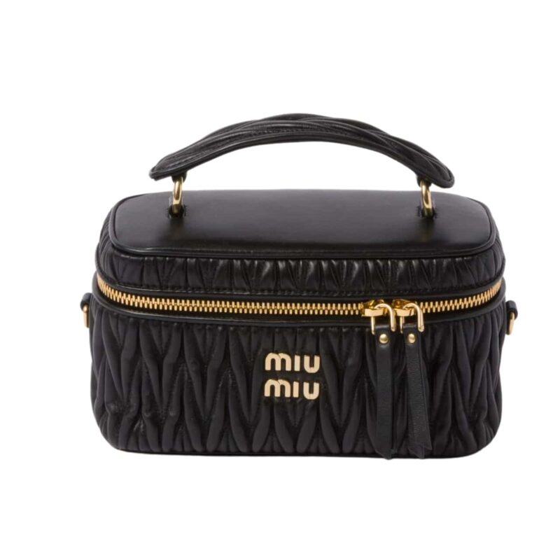 Miumiu Matelassé Nappa Shoulder Bag Black 19Cm 5Bh226 N88 F0002 V Ooo