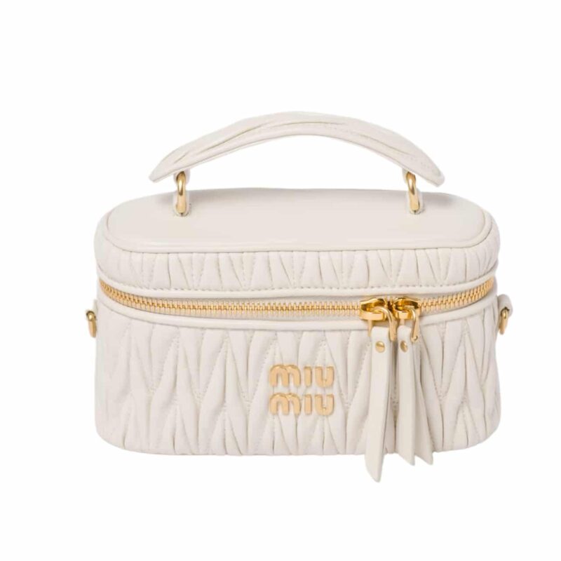 Miumiu Matelassé Nappa Shoulder Bag White 19Cm 5Bh230 N88 F0009 V Ooo