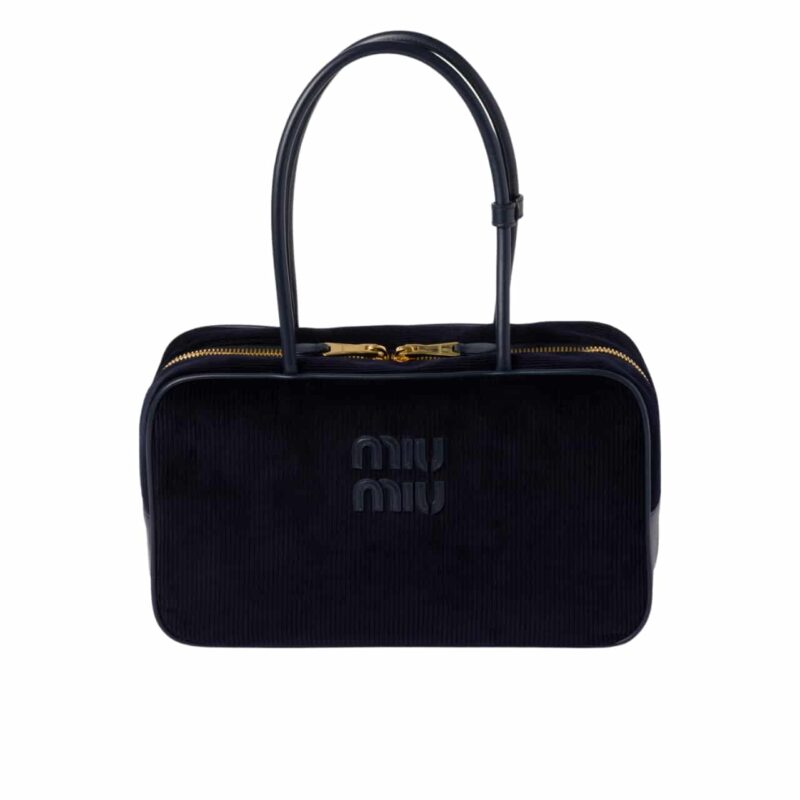 Miumiu Beau Corduroy Top Handle Bag Navy 35Cm 5Bb163 2F81 F0124 V Ooo