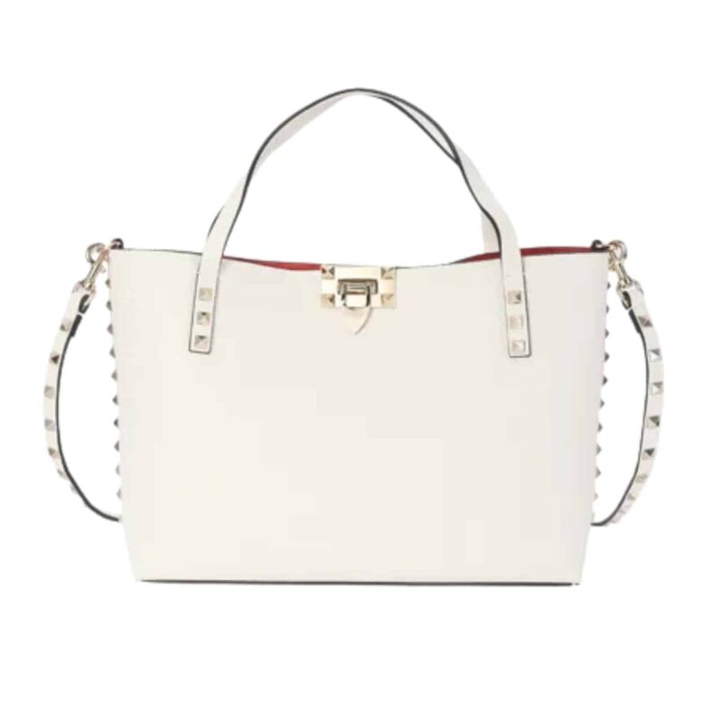 Valentino Garavani Rockstud Small Tote Bag White 28Cm