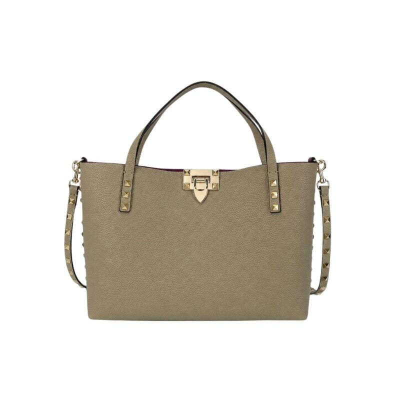 Valentino Garavani Rockstud Small Tote Bag Grey Genuine 28Cm