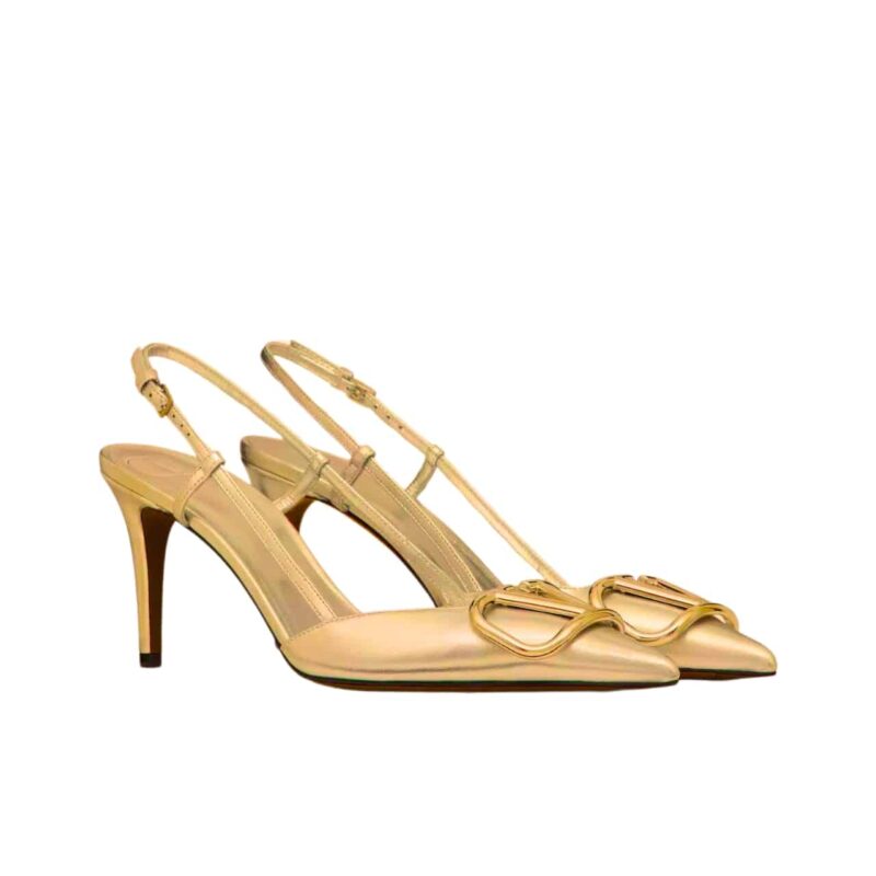Valentino Vlogo Signature Slingback Pump In Gold