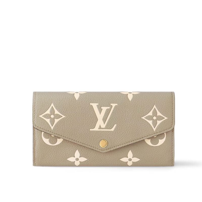 Louis Vuitton Sarah Wallet Bicolor Monogram Empreinte Tourterelle And Crème 19Cm M81049