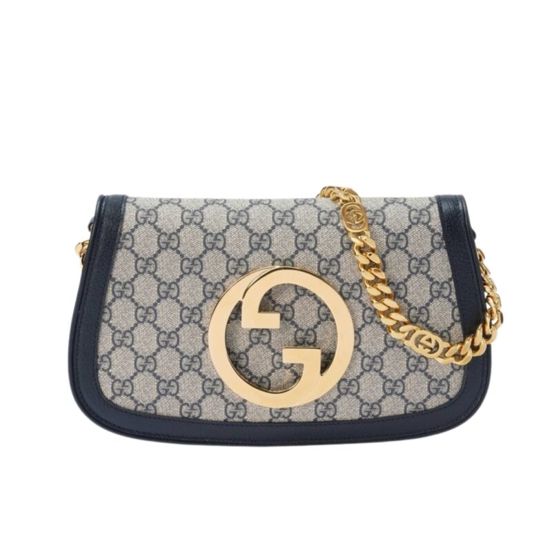 Gucci Blondie Shoulder Bag Gold Hardware Blue 28Cm