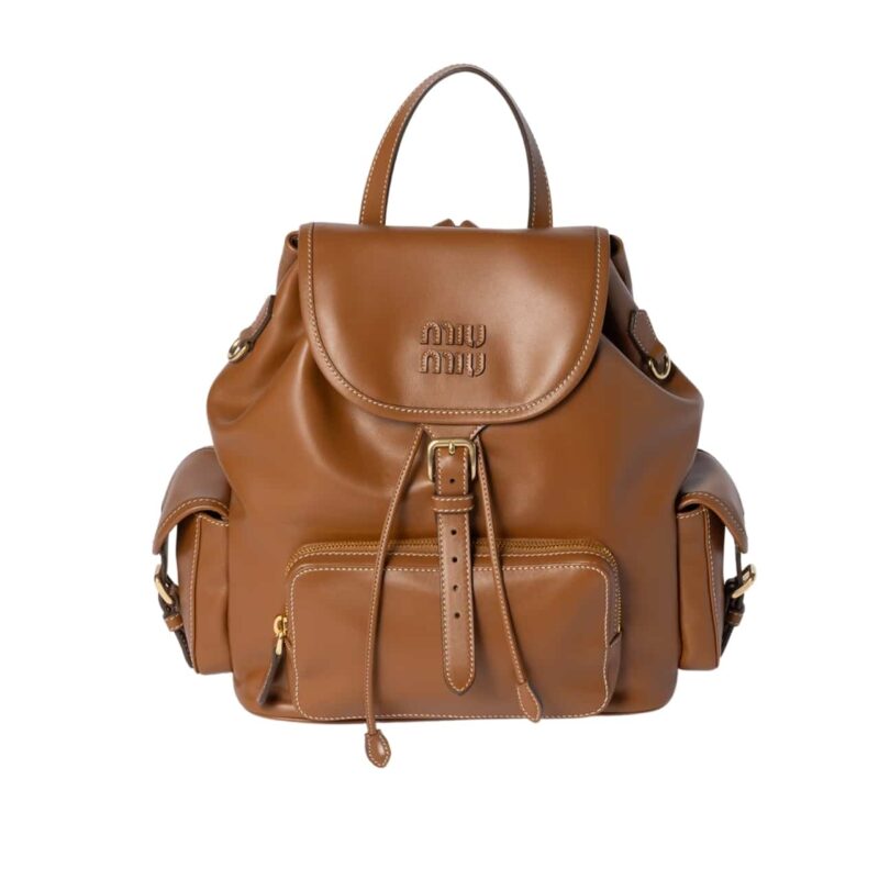 Miumiu Leather Backpack Cognac 27Cm 5Bz042 2Crw F0046 V Ooo