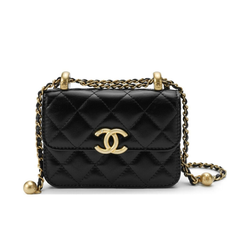Chanel 21A Mini Flap Coin Purse With Chain Black 12Cm Ap2290 B06092 94305