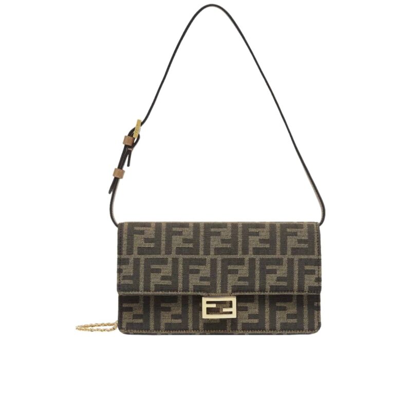 Fendi Wallet On Chain Baguette Ff Fabric Brown 21Cm 8M0498A98Pf0A6E