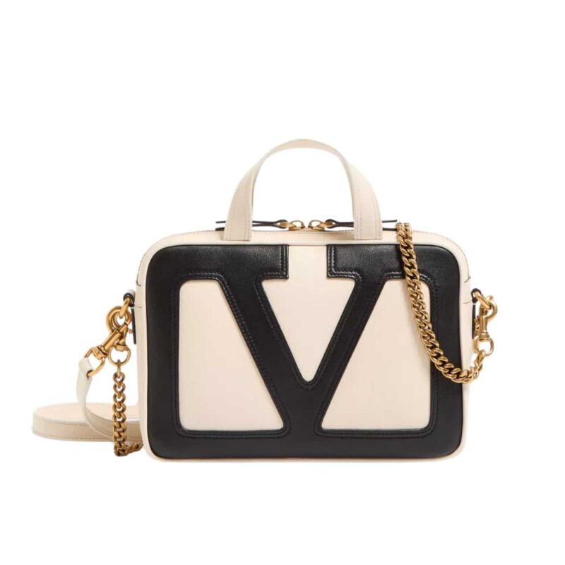 Valentino Garavani Viva Superstar Nappa Handbag Butter And Black 6W0B0R73Ptj R4V