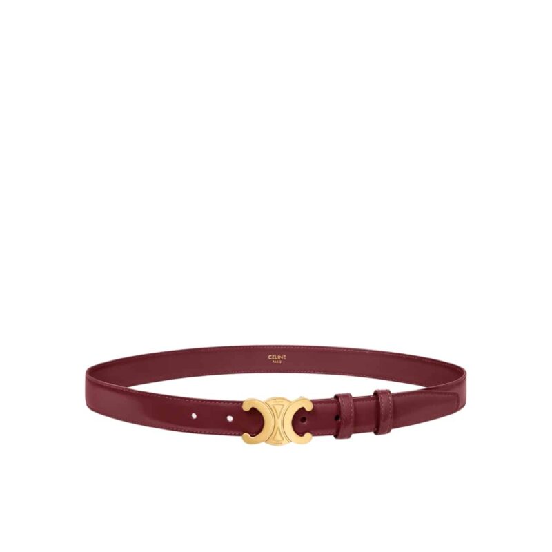 Celine Medium Triomphe Belt In Taurillon Leather Light Burgundy 25Mm 45Ak93A01 28Lb