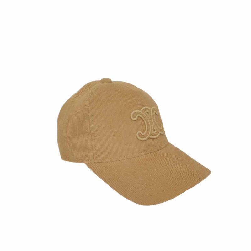 Celine Triomphe Baseball Cap In Corduroy Caramel