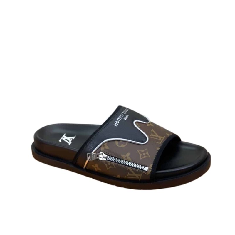 Louis Vuitton Velcro Slippers Lock Edge Brown