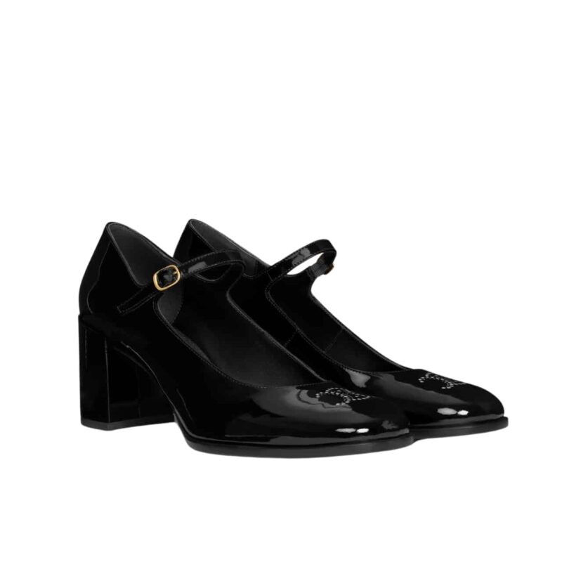 Celine Lily Perforated Triomphe Babies In Patent Black 360314582C 38No