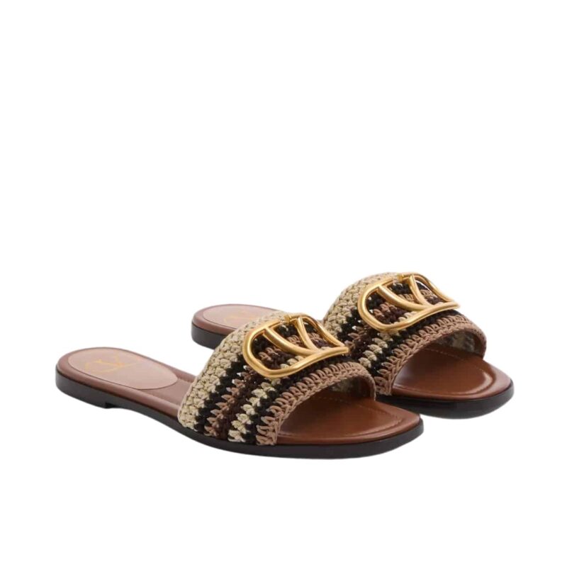 Valentino Vlogo Signature Slide Sandal Brown 6W2S0Bd5Agx Qrx