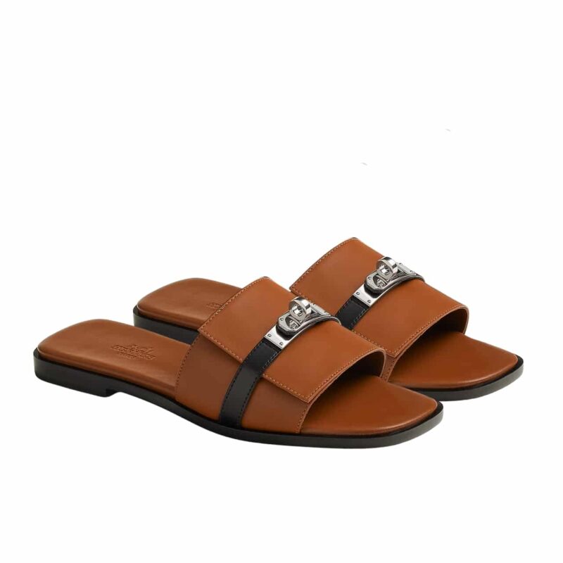 Hermes Giulia Sandal Gold And Noir H231056Z 20360