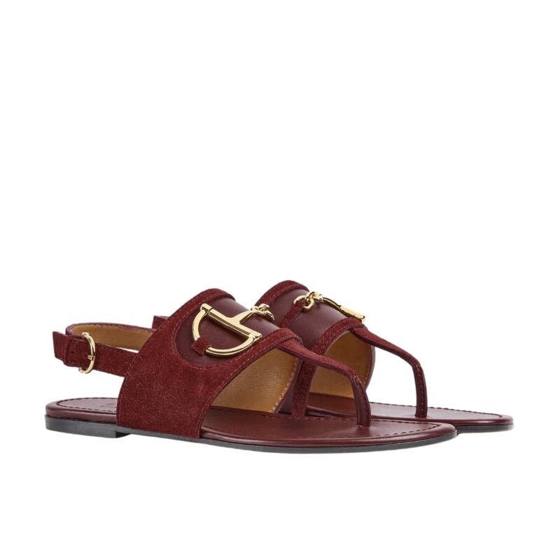 Gucci Women'S Thong Sandal With Horsebit Rosso Ancora Red 834431 Aaexm 6207