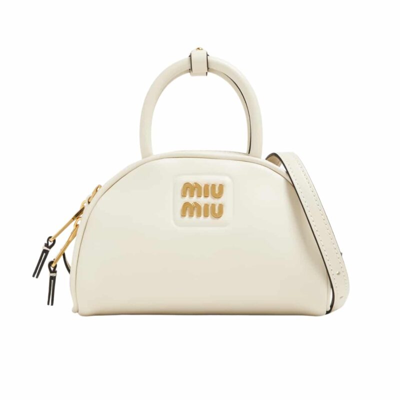 Miumiu Leather Top Handle Bag White 18Cm