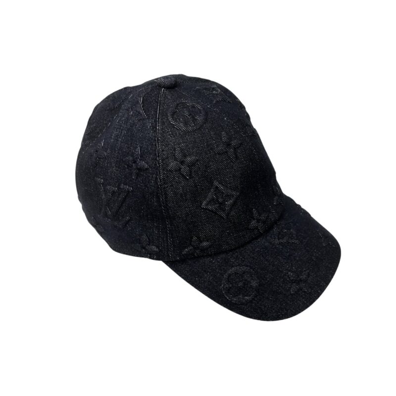Louis Vuitton Monogram Denim Baseball Cap In Washed Black