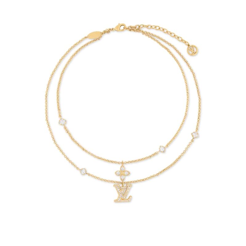 Louis Vuitton Lady Lv Necklace Gold Tone M01845