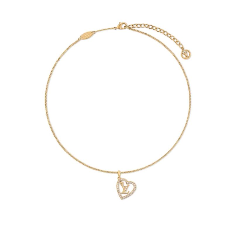 Louis Vuitton My Lv Heart Necklace Gold Tone M02389