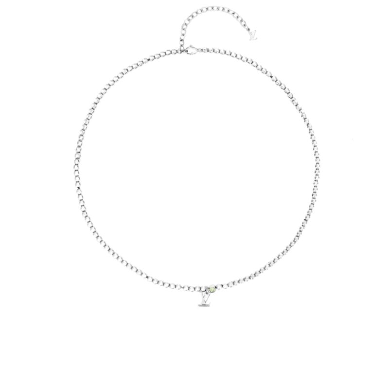 Louis Vuitton Nano Beads Necklace In Silver Tone