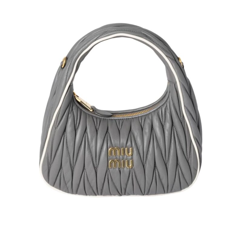 Miumiu Wander Matelassé Bag Marble Gray And White 20Cm 5Bc125 2Ibs F0Rxg V Oof