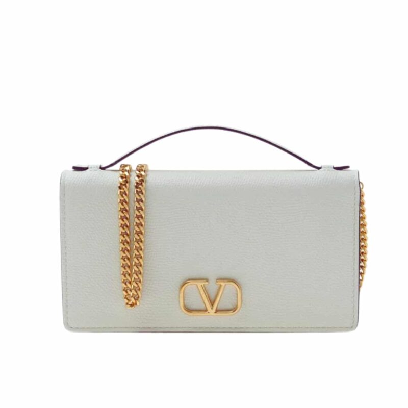 Valentino Garavani Vlogo Signature Grainy Wallet With White Black 22Cm