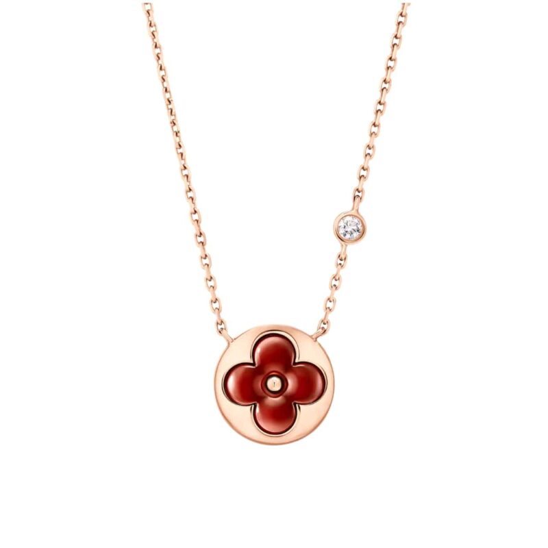 Louis Vuitton Color Blossom Bb Sun Pendant Pink Gold Necklace Red Q93826