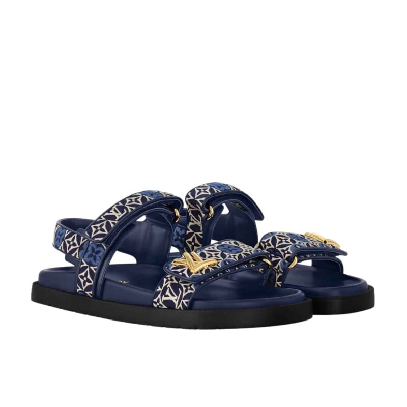 Louis Vuitton Lv Sunset Flat Comfort Sandal Navy Blue 1Ahnkd