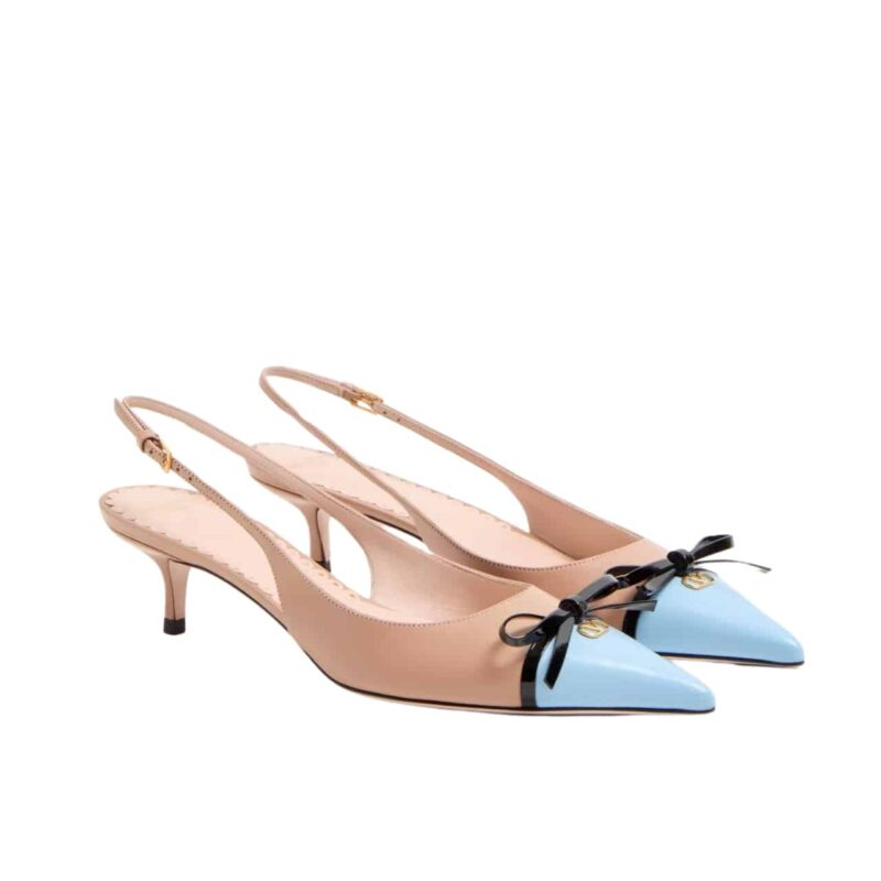 Valentino Bepointy Slingback Pumps Beige And Blue 6W2S0Ll3Yea Cvk