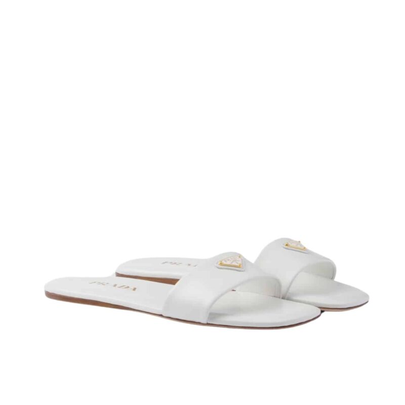 Prada Leather Slides White  1Xx355 070 F0009 F D005