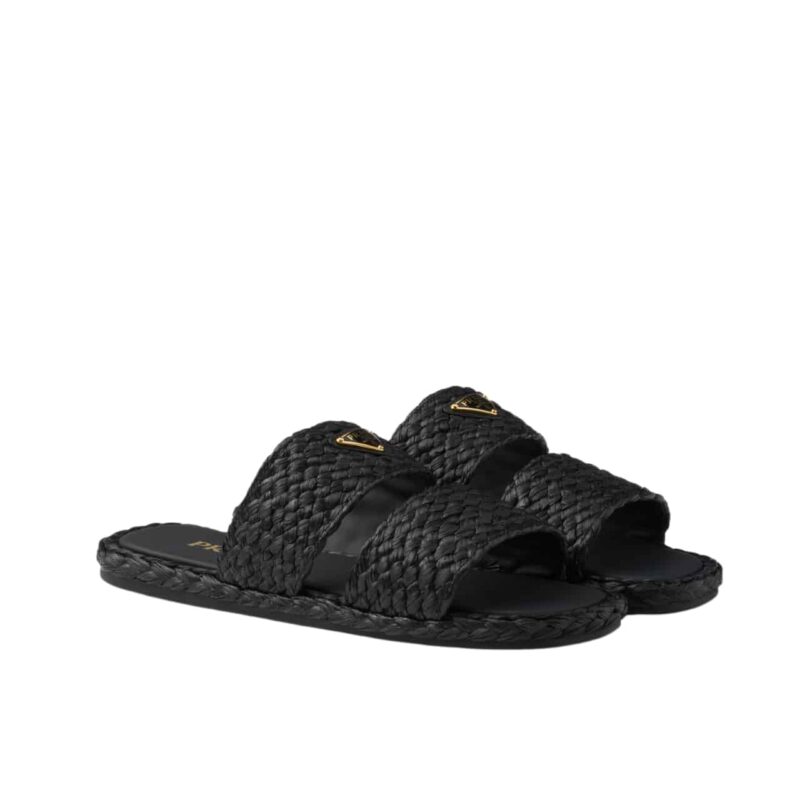 Prada Raffia Slides Black 1Xx749 027 F0002 F 020