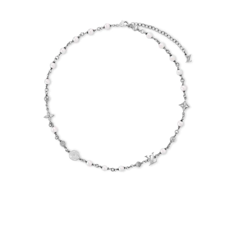 Louis Vuitton Lv Pearls Necklace Silver M02448