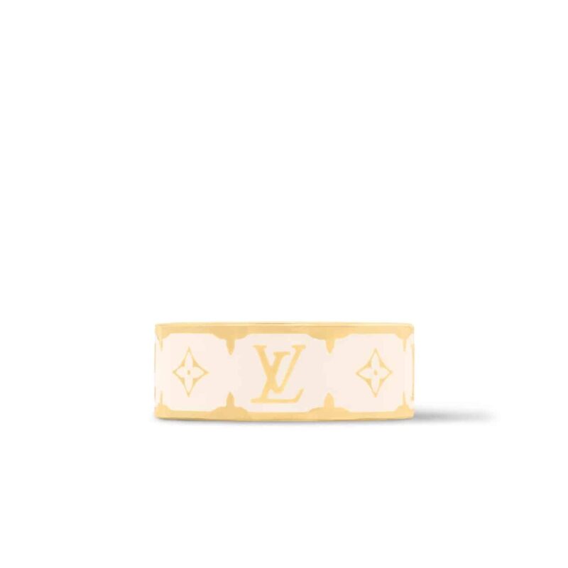 Louis Vuitton Nanogram Enamel Ring White M1565S