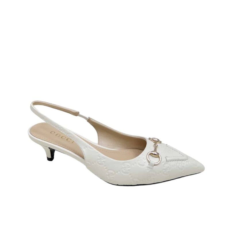 Gucci Women Horsebit Slingback Pump White