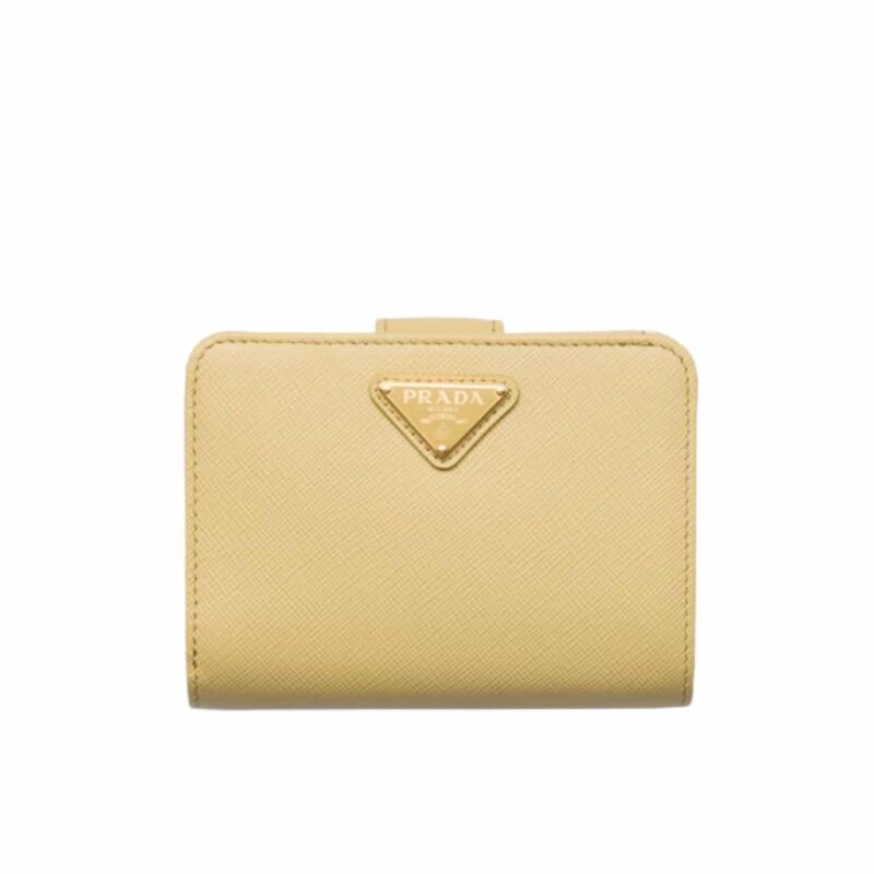 Prada Saffiano Triangle Wallet Vanilla 12Cm 1Ml018 Qhh F0032