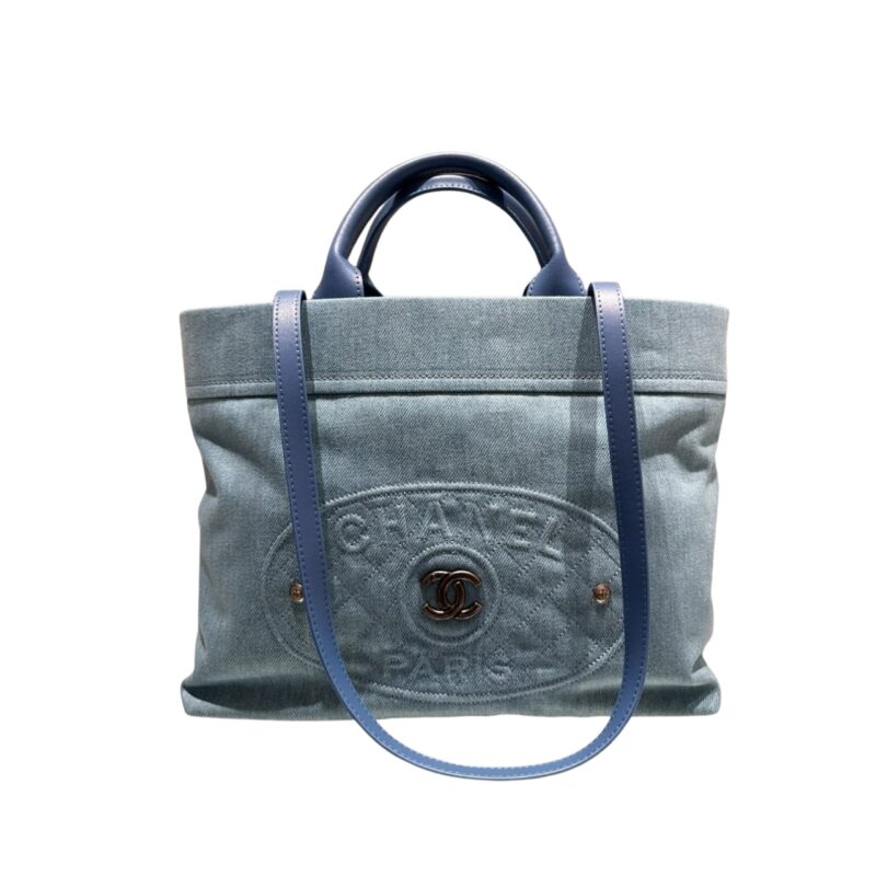 Chanel Paris Book Tote Two Way Shoulder Bag Denim Blue 35Cm