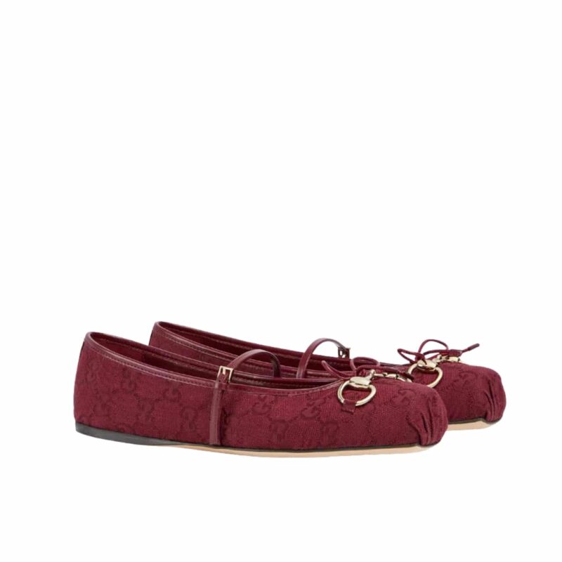 Gucci Women'S Horsebit Ballet Flat Red 821220 Fad8F 8546
