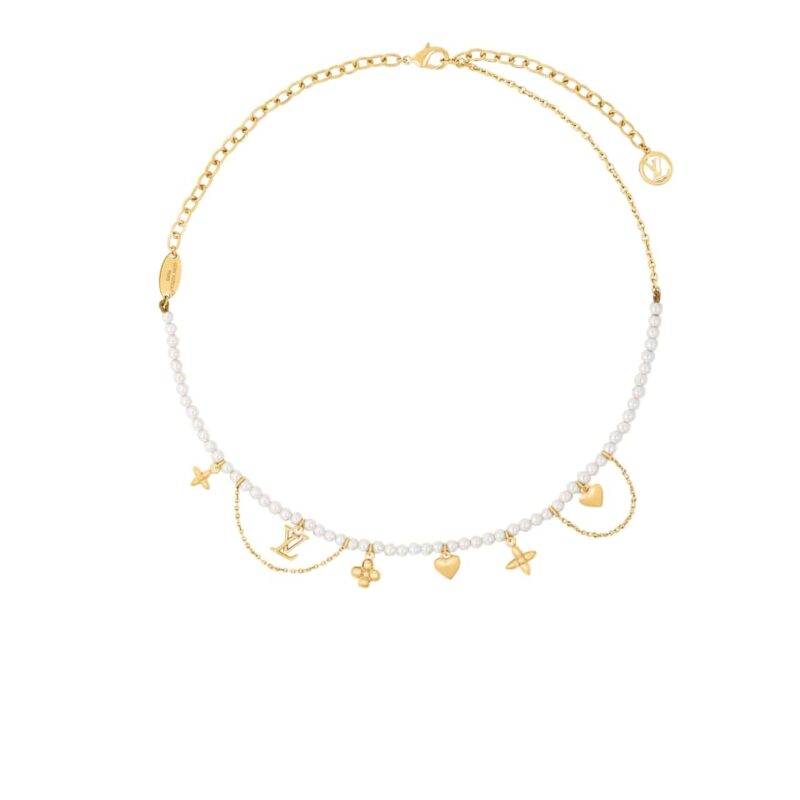 Louis Vuitton Blooming Pearls Necklace Gold M02388