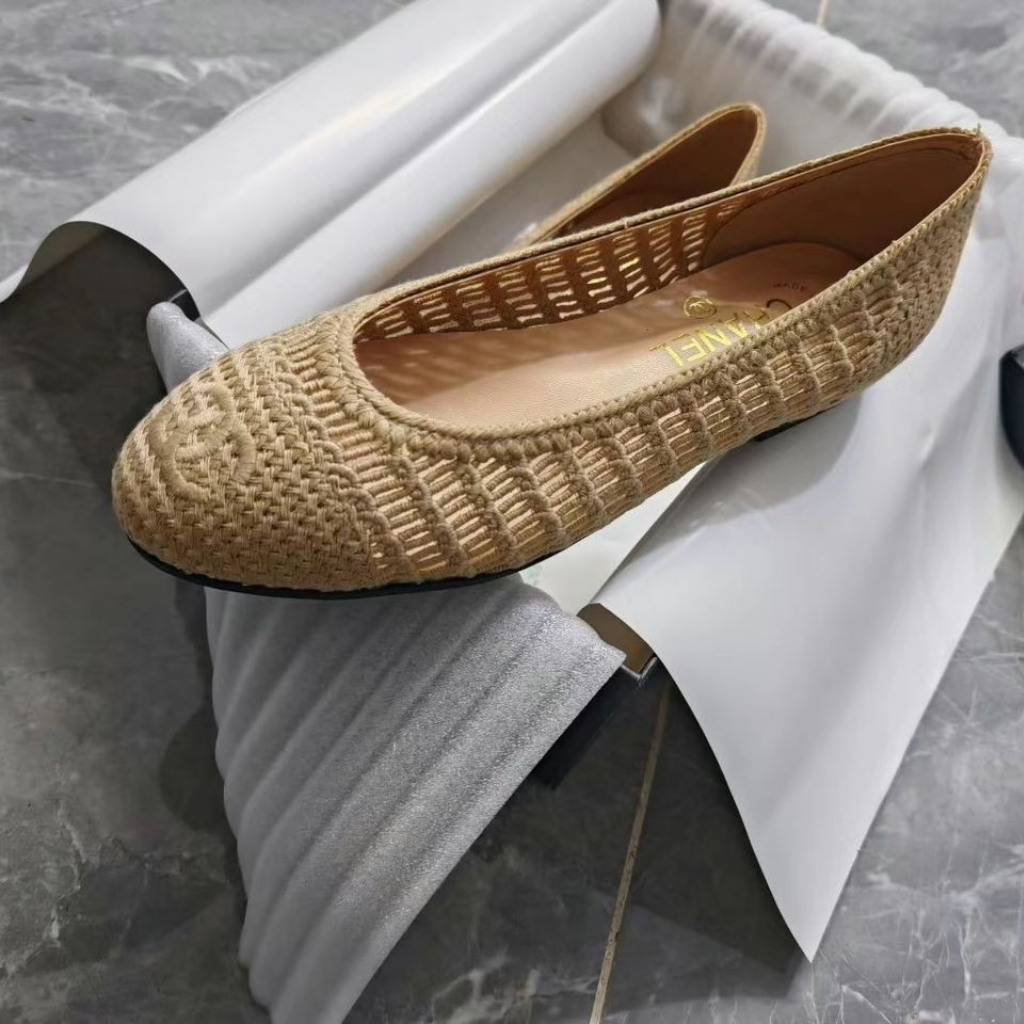 Chanel Ballet Flats Raffia Beige G46352 B19806 NAFBC - Image 3