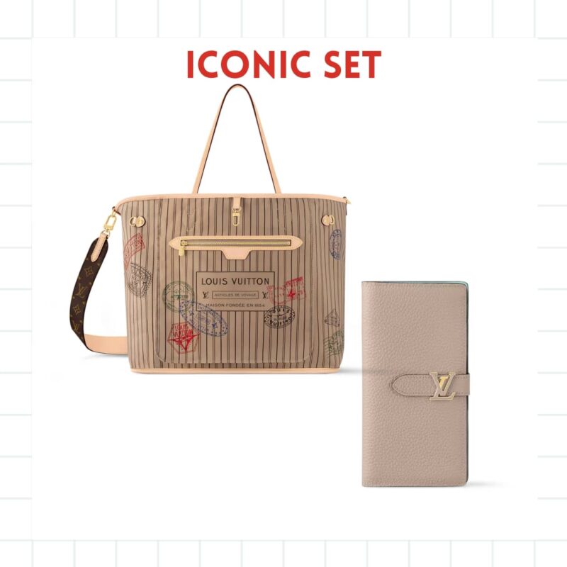 Iconic Set: Louis Vuitton Neverfull Bandoulière Inside Out Gm And Lv Vertical Wallet