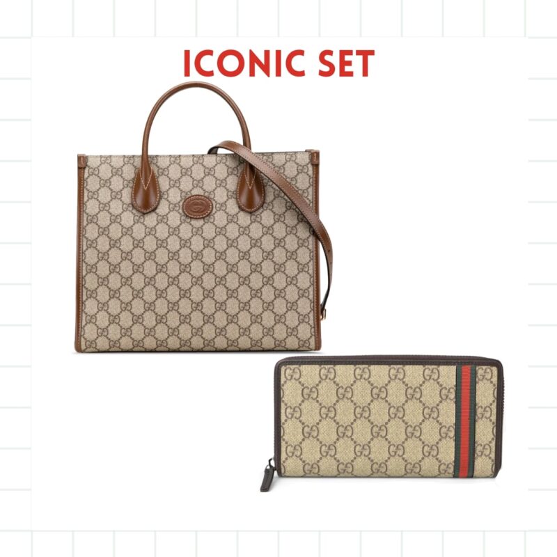 Iconic Set: Gucci Gg Small Tote Bag And Ophidia Wallets