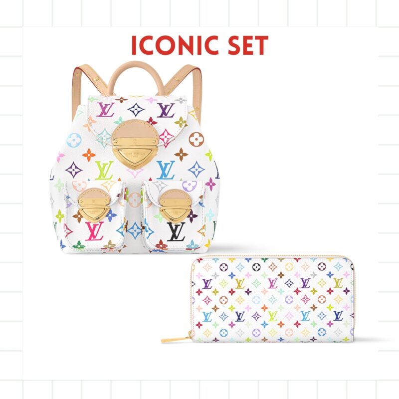 Iconic Set: Louis Vuitton X Takashi Murakami Venice Backpack And Zippy Wallet