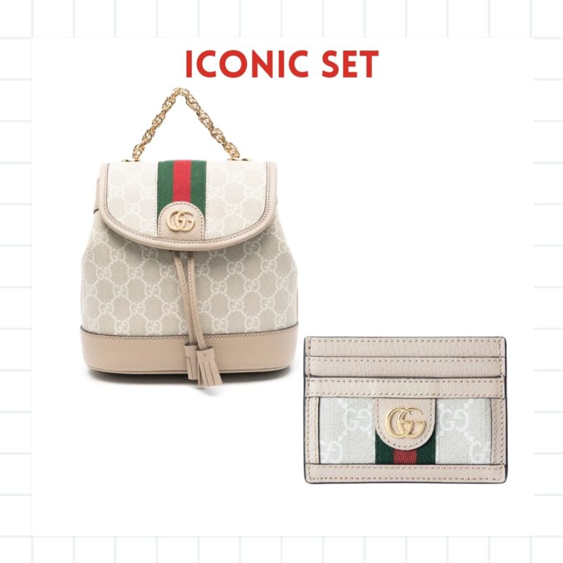 Iconic Set: Gucci Ophidia Gg Mini Backpack And Ophidia Card Case