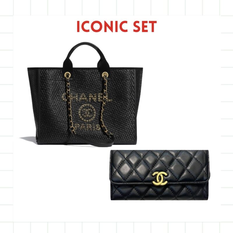 Iconic Set: Chanel Deauville Large Shopping Bag And Long Flap Wallet